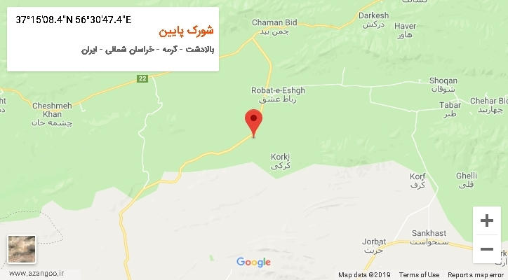 روستای شورک پایین بر روی نقشه