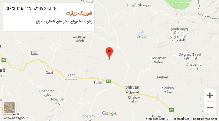 روستای شوریک زیارت بر روی نقشه