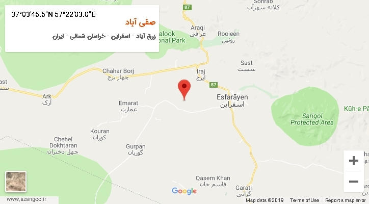 روستای صفی آباد بر روی نقشه