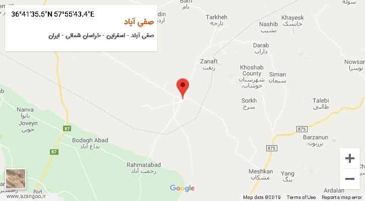 روستای صفی آباد بر روی نقشه