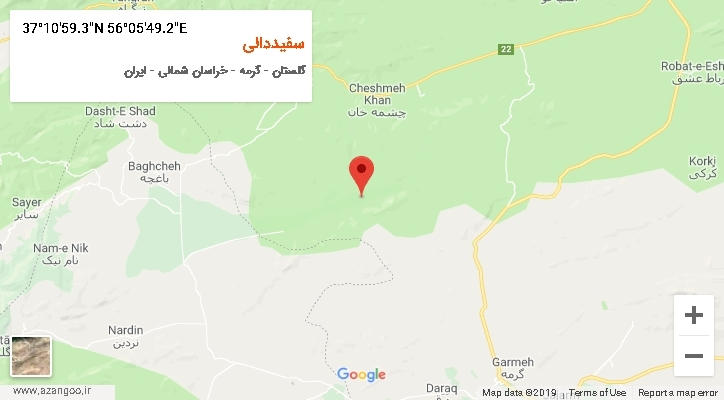 روستای سفیددالی بر روی نقشه