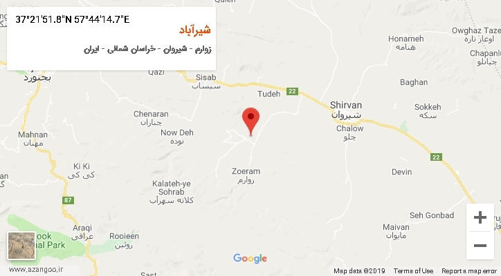 روستای شیرآباد بر روی نقشه