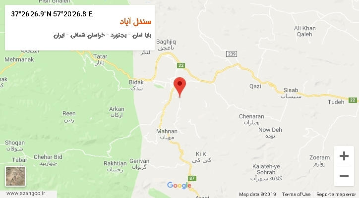 روستای سندل آباد بر روی نقشه