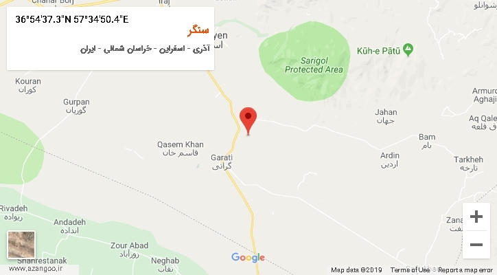 روستای سنگر بر روی نقشه