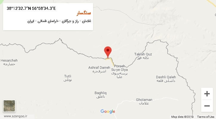 روستای سنگسار بر روی نقشه