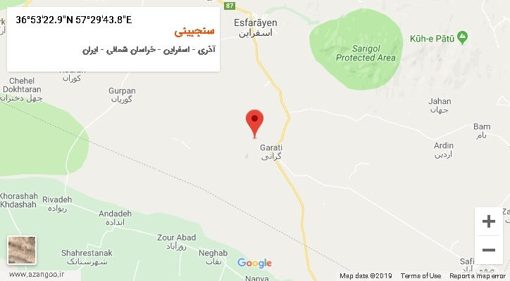 روستای سنجبینی بر روی نقشه