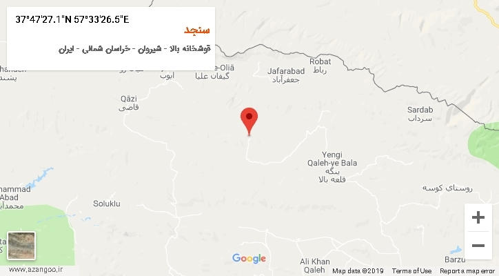 روستای سنجد بر روی نقشه