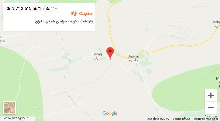 روستای سنجت آباد بر روی نقشه