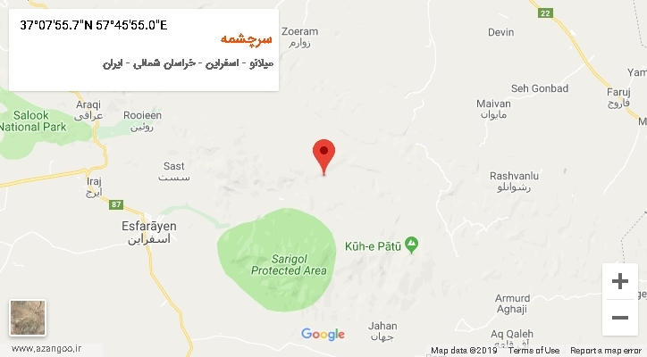 روستای سرچشمه بر روی نقشه