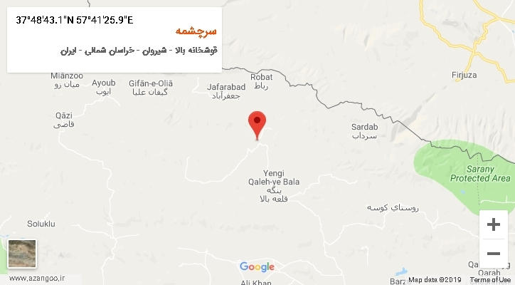 روستای سرچشمه بر روی نقشه