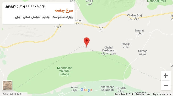 روستای سرخ چشمه بر روی نقشه