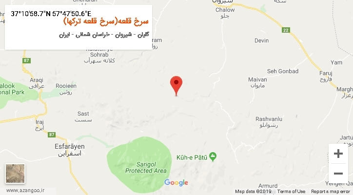 روستای سرخ قلعه(سرخ قلعه ترکها) بر روی نقشه