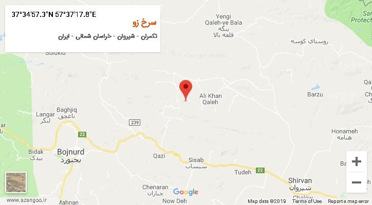 روستای سرخ زو بر روی نقشه