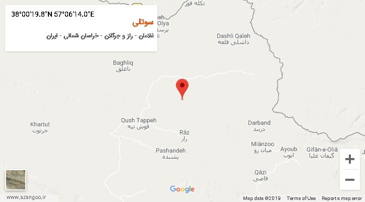روستای سوتلی بر روی نقشه