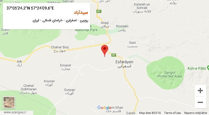 روستای سیدآباد بر روی نقشه