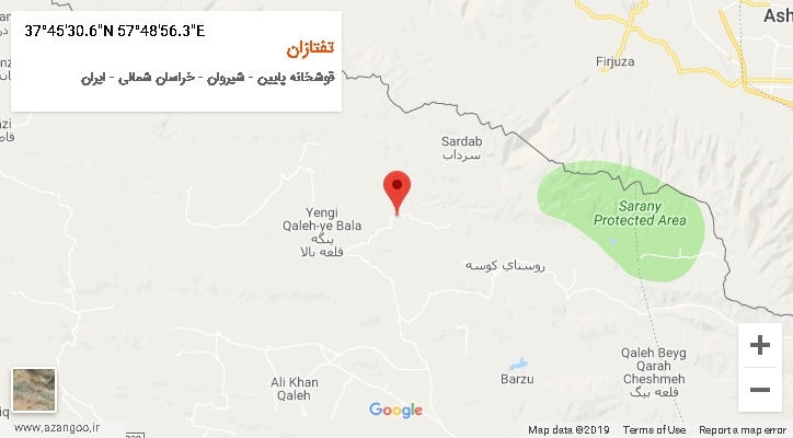روستای تفتازان بر روی نقشه