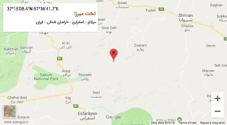 روستای تخت میرزا بر روی نقشه