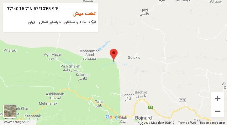 روستای تخت میش بر روی نقشه