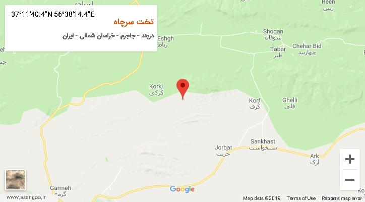 روستای تخت سرچاه بر روی نقشه
