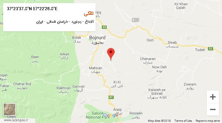 روستای تلکی بر روی نقشه
