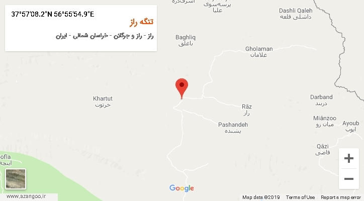 روستای تنگه راز بر روی نقشه
