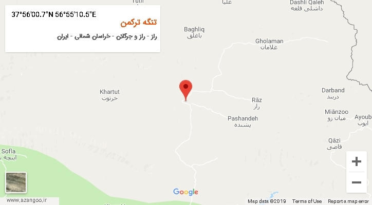 روستای تنگه ترکمن بر روی نقشه