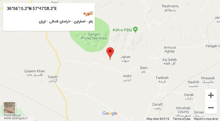 روستای تنوره بر روی نقشه