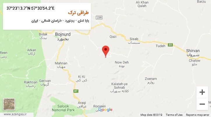 روستای طراقی ترک بر روی نقشه