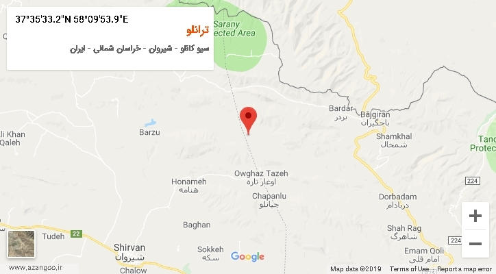 روستای ترانلو بر روی نقشه