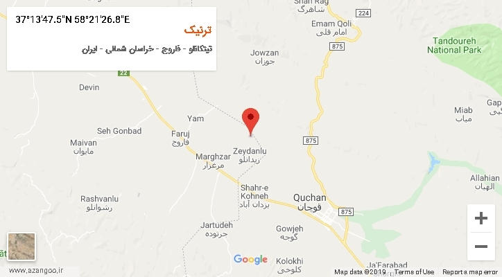روستای ترنیک بر روی نقشه