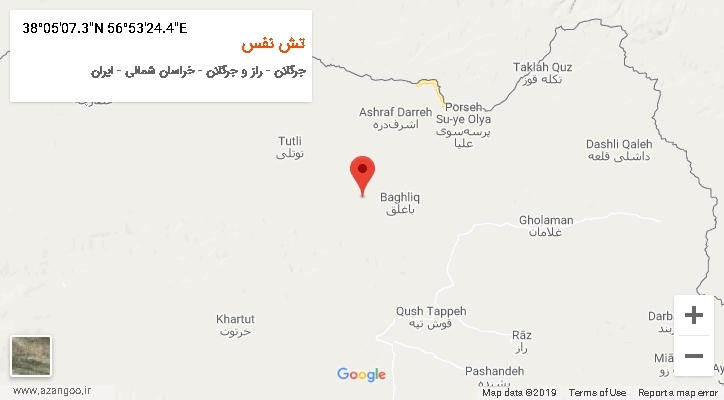 روستای تش نفس بر روی نقشه