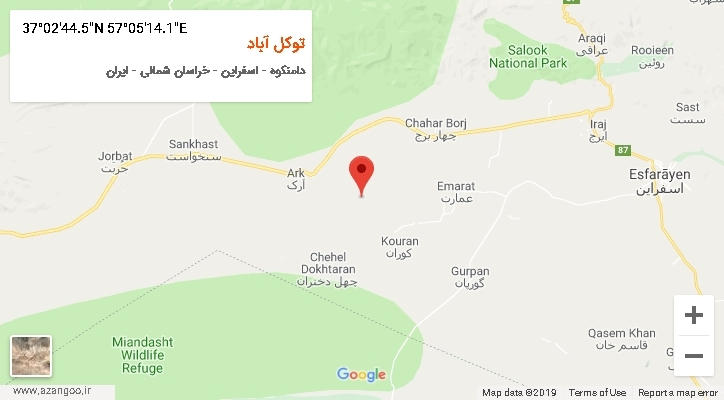 روستای توکل آباد بر روی نقشه