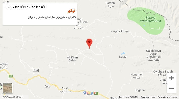 روستای توکور بر روی نقشه