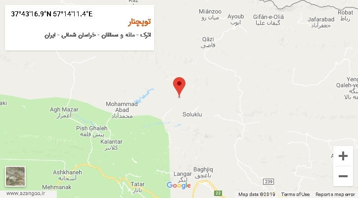 روستای توپچنار بر روی نقشه