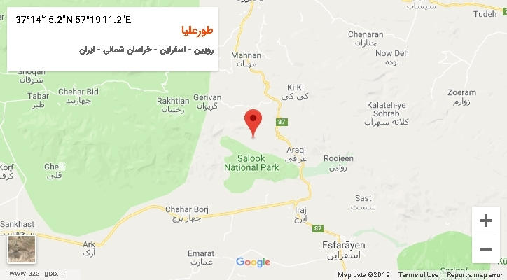 روستای طورعلیا بر روی نقشه