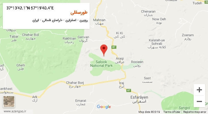روستای طورسفلی بر روی نقشه