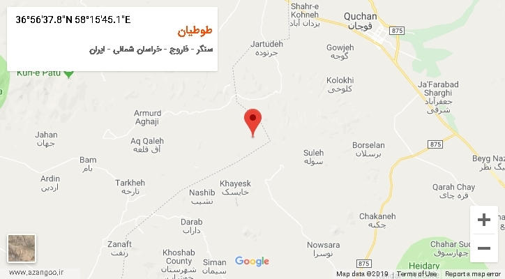 روستای طوطیان بر روی نقشه