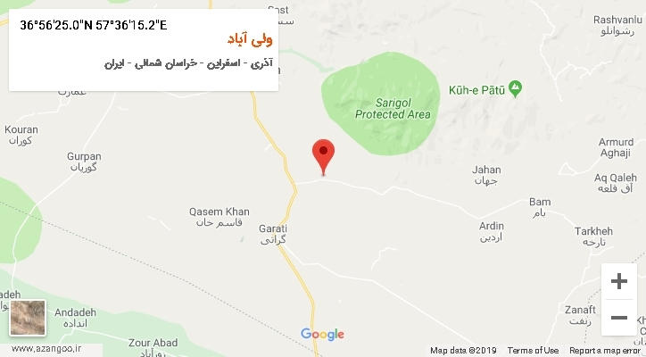 روستای ولی آباد بر روی نقشه