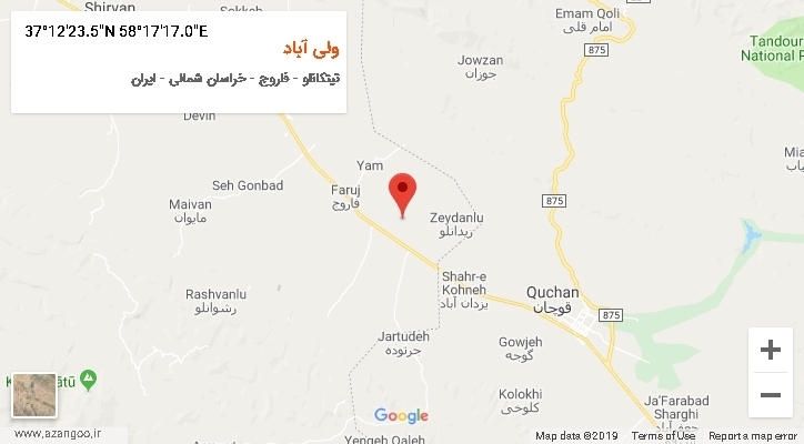 روستای ولی آباد بر روی نقشه