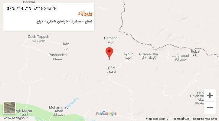 روستای وزیرآباد بر روی نقشه