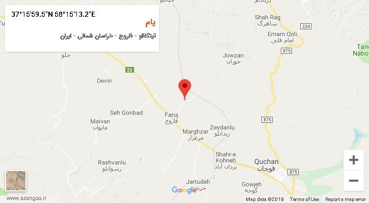 روستای یام بر روی نقشه