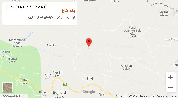 روستای یکه شاخ بر روی نقشه
