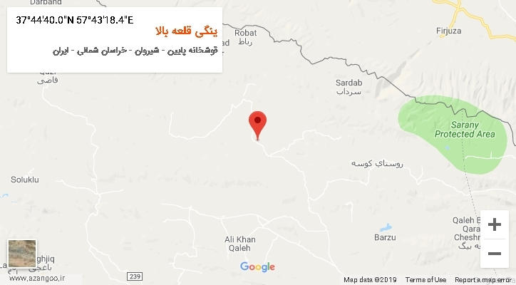روستای ینگی قلعه بالا بر روی نقشه