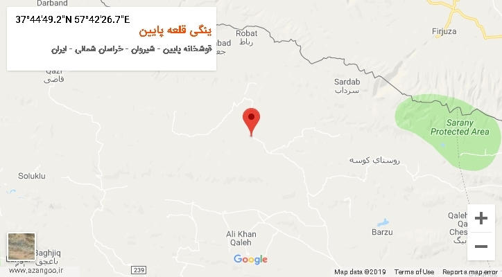 روستای ینگی قلعه پایین بر روی نقشه