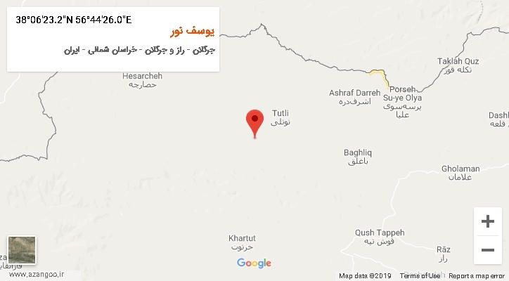 روستای یوسف نور بر روی نقشه