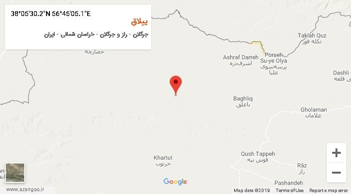 روستای ییلاق بر روی نقشه
