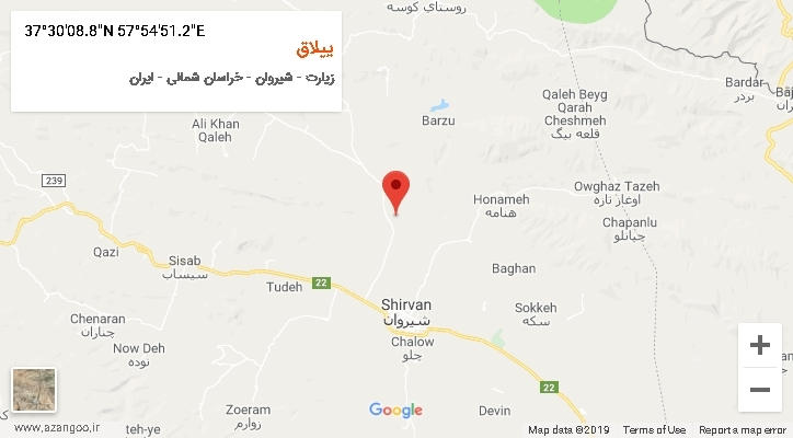 روستای ییلاق بر روی نقشه