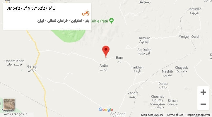 روستای زالی بر روی نقشه
