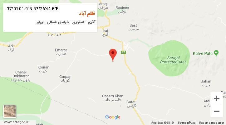 روستای ظلم آباد بر روی نقشه