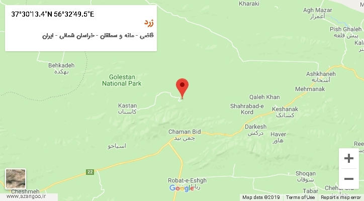 روستای زرد بر روی نقشه
